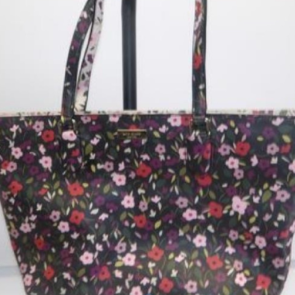 Kate Spade EUC Floral Tote Bag Purse w/ Card Wallet